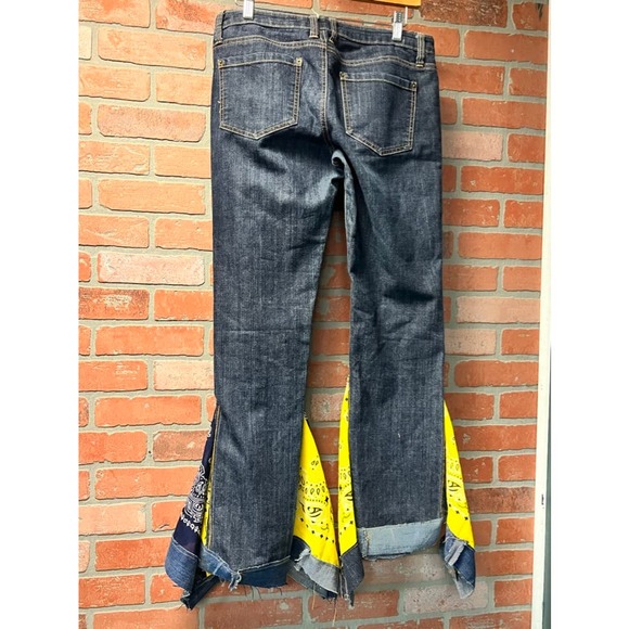 Upcycled Maize and Blue Bell Bottoms Size 30 - Picture 4 of 6